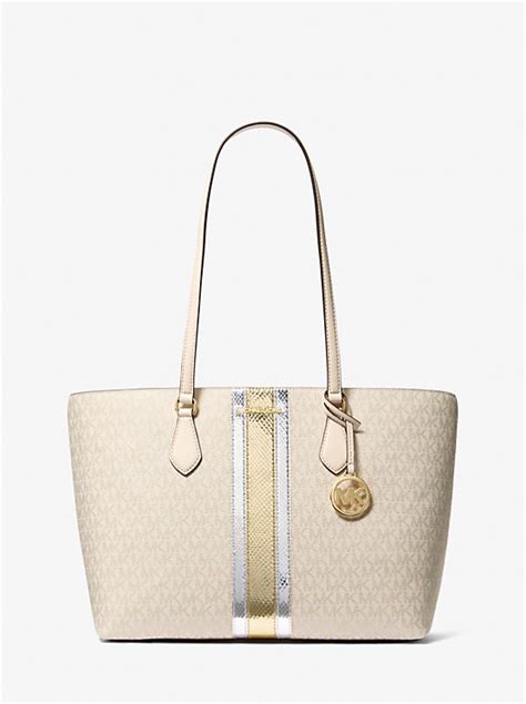 Sheila Large Signature Logo and Metallic Tote Bag